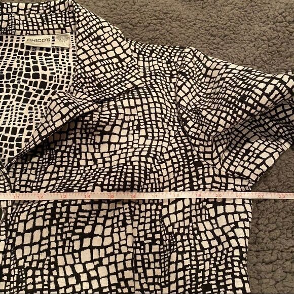 Chico’s Blazer Black/White Sz Large 3/4 Length Sleeve - Picture 9 of 13